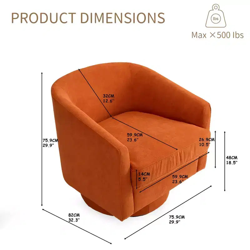 Fauteuil pivotant confortable pour le salon, rembourrage en mousse indéformable, fauteuil pivotant simple pour chambre à coucher, salon, bureau