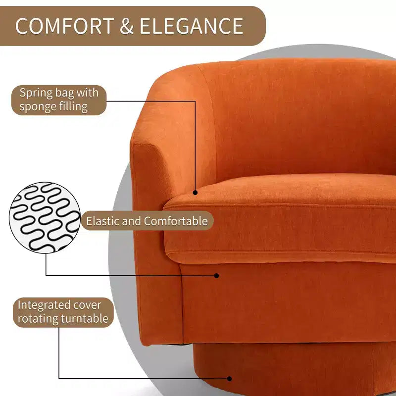 Fauteuil pivotant confortable pour le salon, rembourrage en mousse indéformable, fauteuil pivotant simple pour chambre à coucher, salon, bureau