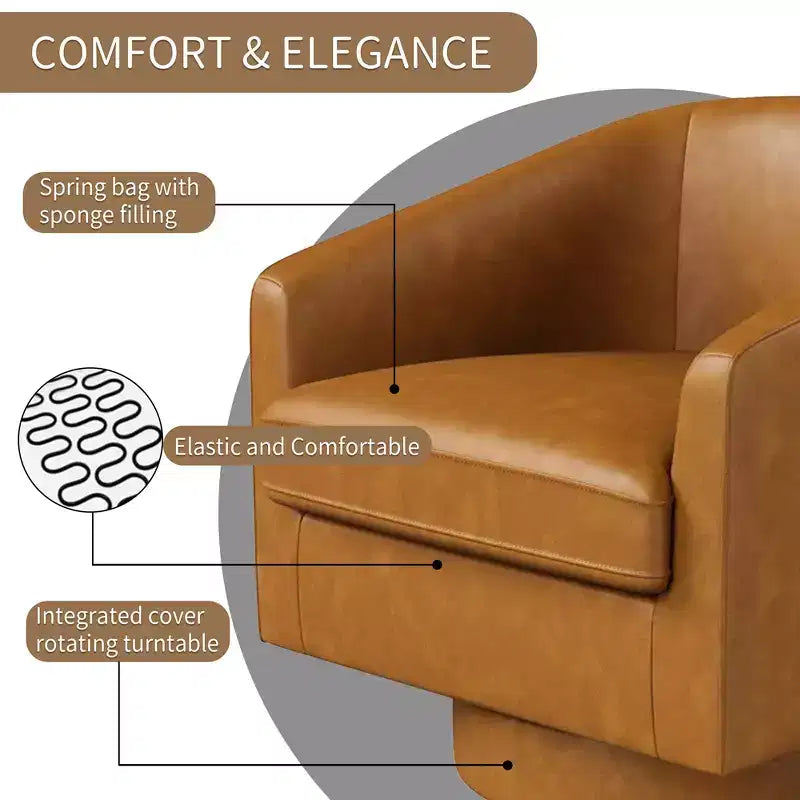 Fauteuil pivotant confortable pour le salon, rembourrage en mousse indéformable, fauteuil pivotant simple pour chambre à coucher, salon, bureau