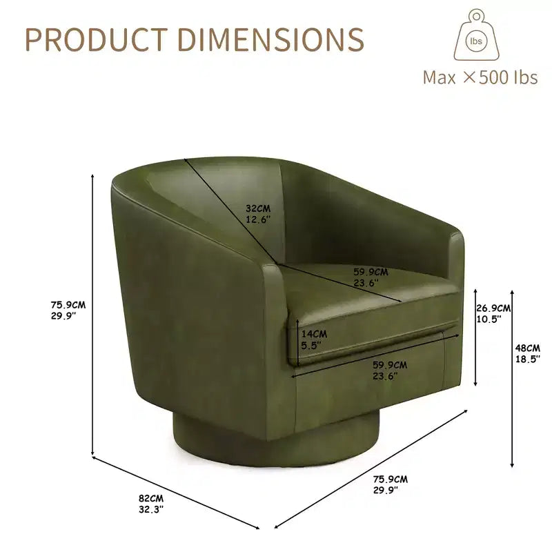 Fauteuil pivotant confortable pour le salon, rembourrage en mousse indéformable, fauteuil pivotant simple pour chambre à coucher, salon, bureau