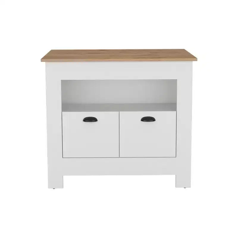Îlot de cuisine moderne avec 2 portes de placard, organiseur de comptoir avec 3 étagères de rangement, table d'îlot de cuisine pour salle à manger