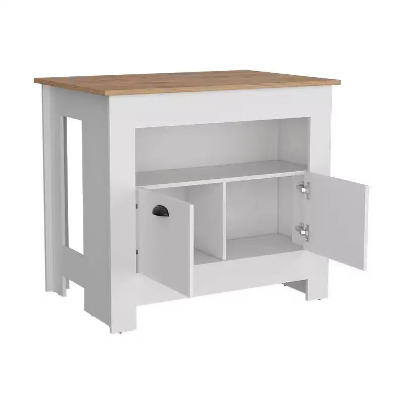 Îlot de cuisine moderne avec 2 portes de placard, organiseur de comptoir avec 3 étagères de rangement, table d'îlot de cuisine pour salle à manger