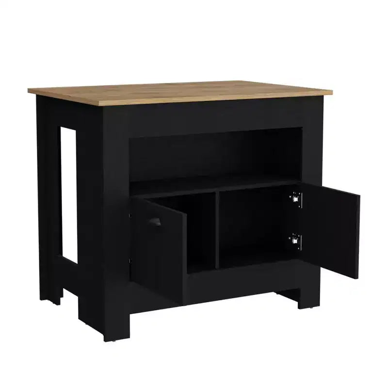 Îlot de cuisine moderne avec 2 portes de placard, organiseur de comptoir avec 3 étagères de rangement, table d'îlot de cuisine pour salle à manger
