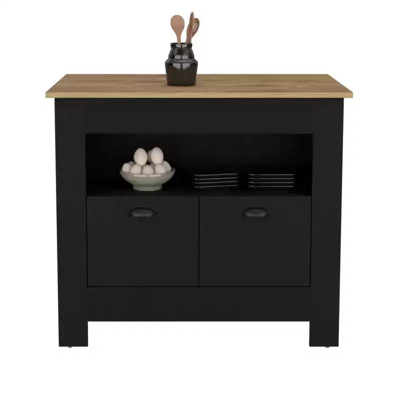 Îlot de cuisine moderne avec 2 portes de placard, organiseur de comptoir avec 3 étagères de rangement, table d'îlot de cuisine pour salle à manger