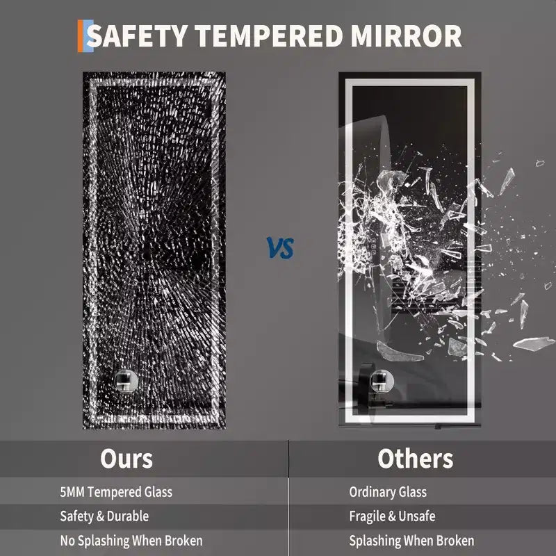 Miroir de salle de bain 24x32 pouces, dimmable, double éclairage avant et arrière, fonction mémoire, anti-buée et incassable, peut être utilisé horizontalement ou verticalement.