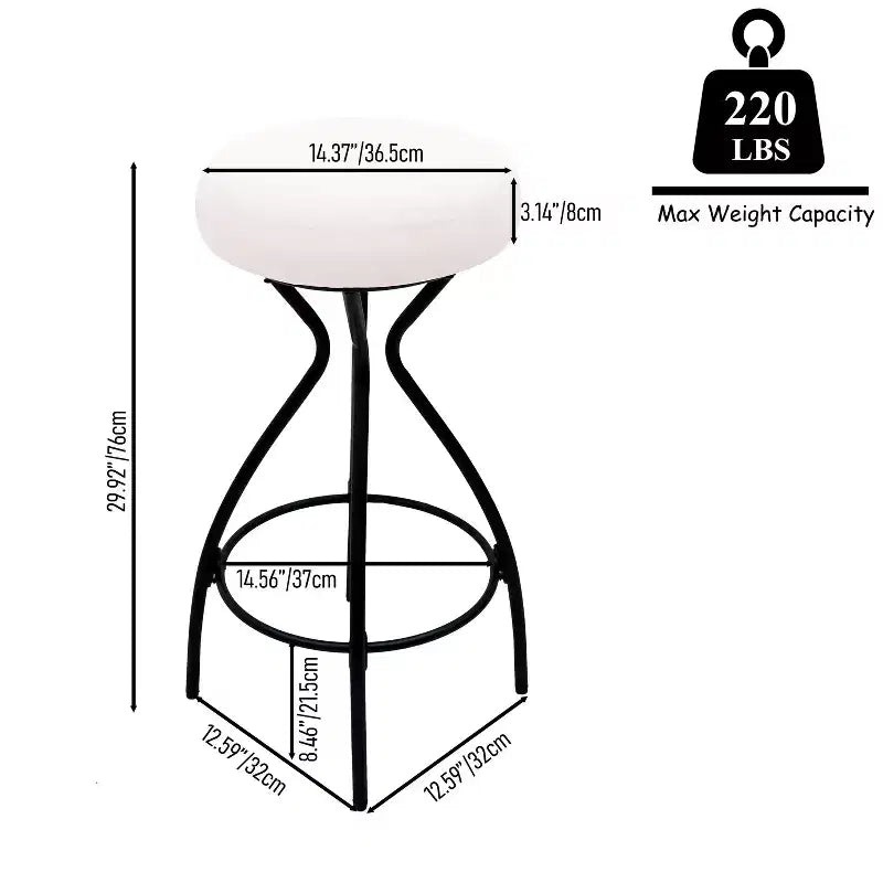 Tabourets de bar modernes sans dossier, tabourets de bar hauteur comptoir avec coussin rond en velours, tabourets de comptoir style bohème pour îlot de cuisine