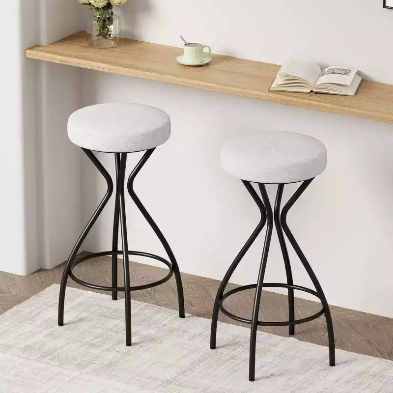 Tabourets de bar modernes sans dossier, tabourets de bar hauteur comptoir avec coussin rond en velours, tabourets de comptoir style bohème pour îlot de cuisine