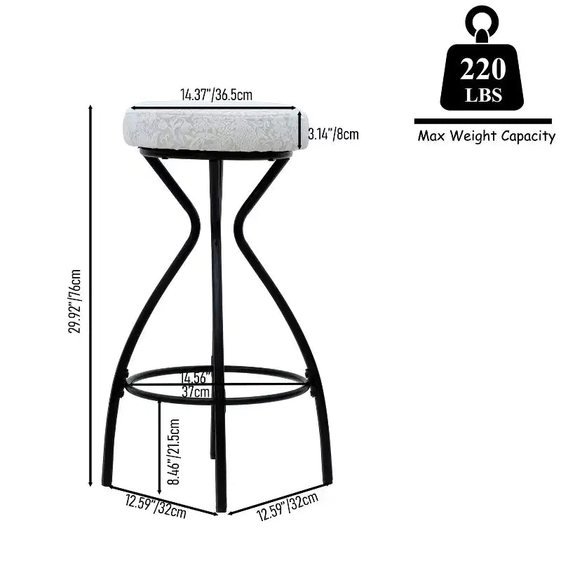 Tabourets de bar modernes sans dossier, tabourets de bar hauteur comptoir avec coussin rond en velours, tabourets de comptoir style bohème pour îlot de cuisine