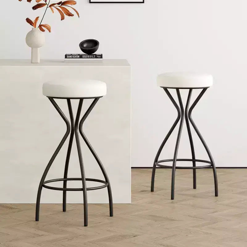 Tabourets de bar modernes sans dossier, tabourets de bar hauteur comptoir avec coussin rond en velours, tabourets de comptoir style bohème pour îlot de cuisine