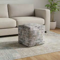 Pouf ottoman abstrait en coton bleu