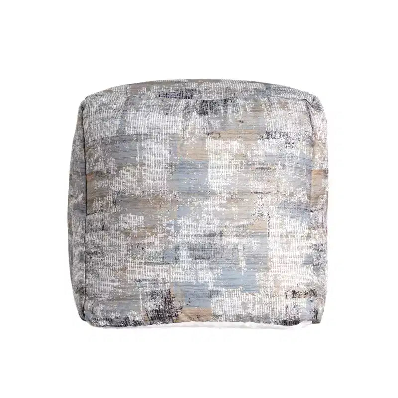 Pouf ottoman abstrait en coton bleu