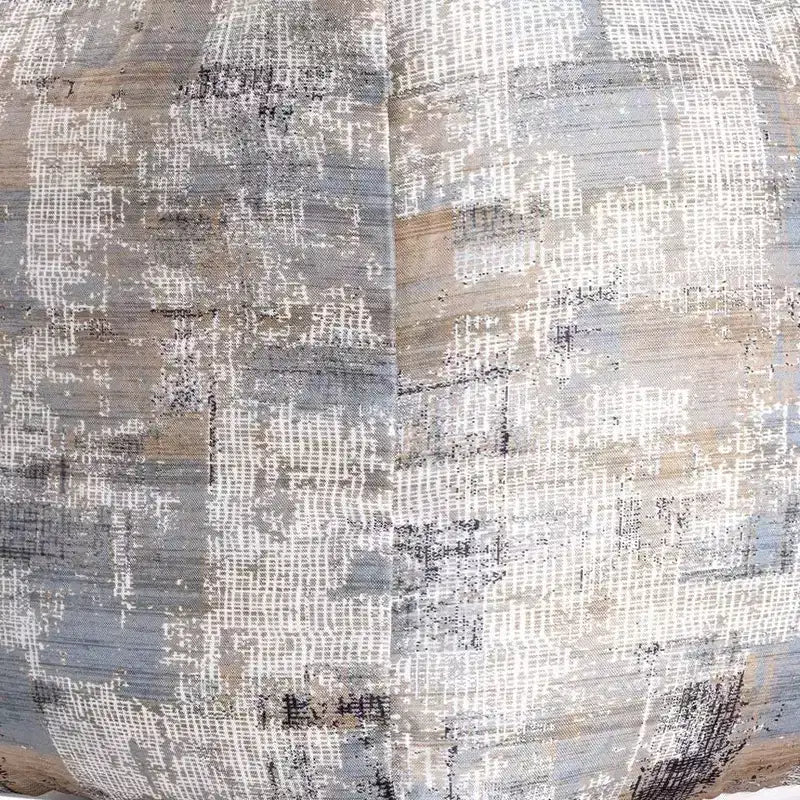 Pouf ottoman abstrait en coton bleu