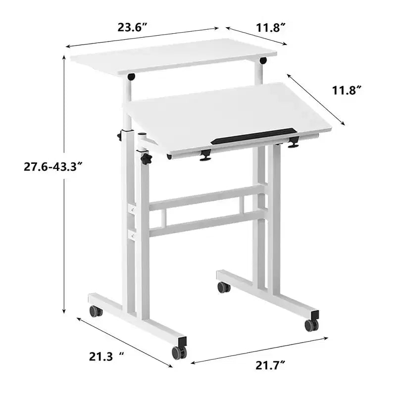 Petit bureau debout pour la maison - Table d'ordinateur mobile à hauteur réglable avec roulettes
