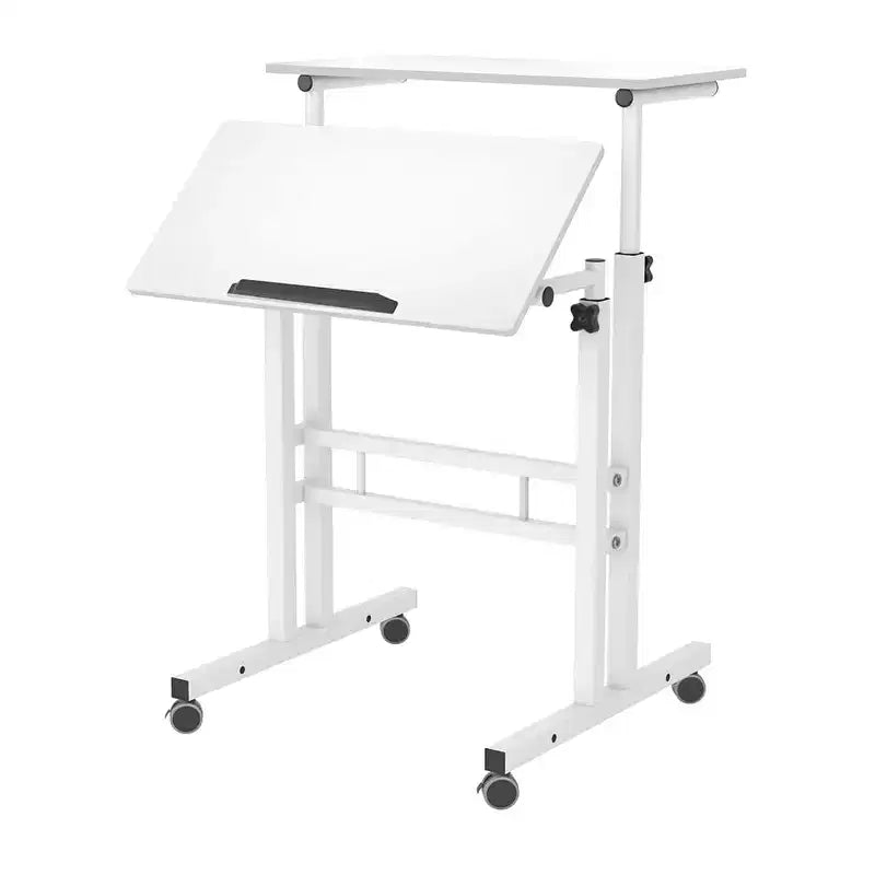 Petit bureau debout pour la maison - Table d'ordinateur mobile à hauteur réglable avec roulettes