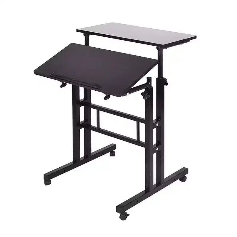 Petit bureau debout pour la maison - Table d'ordinateur mobile à hauteur réglable avec roulettes