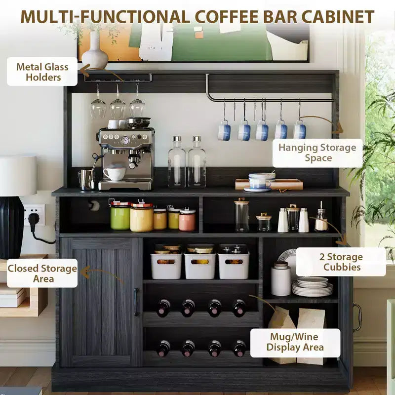 Meuble de rangement pour vin en MDF, construction durable, adapté aux salons et salles à manger avec porte-verres