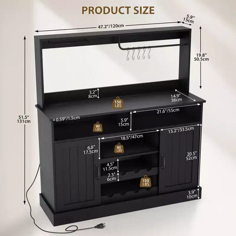 Meuble de rangement pour vin en MDF, construction durable, adapté aux salons et salles à manger avec porte-verres
