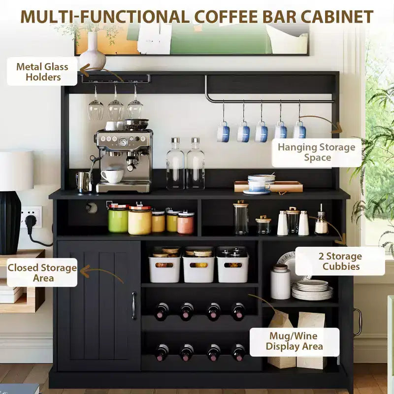 Meuble de rangement pour vin en MDF, construction durable, adapté aux salons et salles à manger avec porte-verres