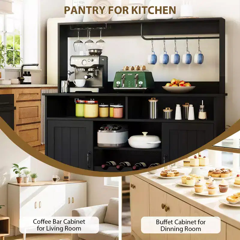 Meuble de rangement pour vin en MDF, construction durable, adapté aux salons et salles à manger avec porte-verres