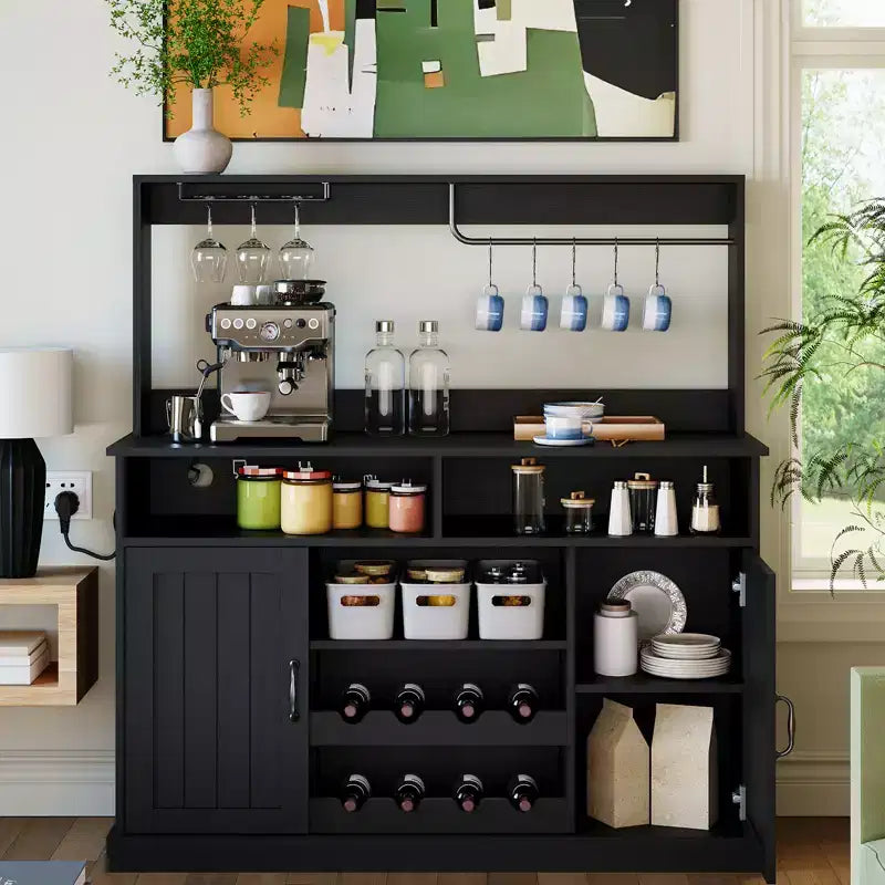 MDF Wine Storage Cabinet, Durable Construction, Suitable for Living Rooms and Dining Rooms with Glassware Rack