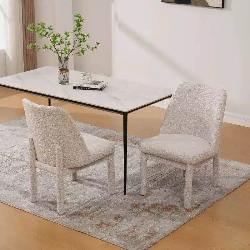 Chaises de salle à manger modernes rembourrées avec dossier haut incurvé, chaises d'appoint en bois sans accoudoirs pour salle à manger ou cuisine