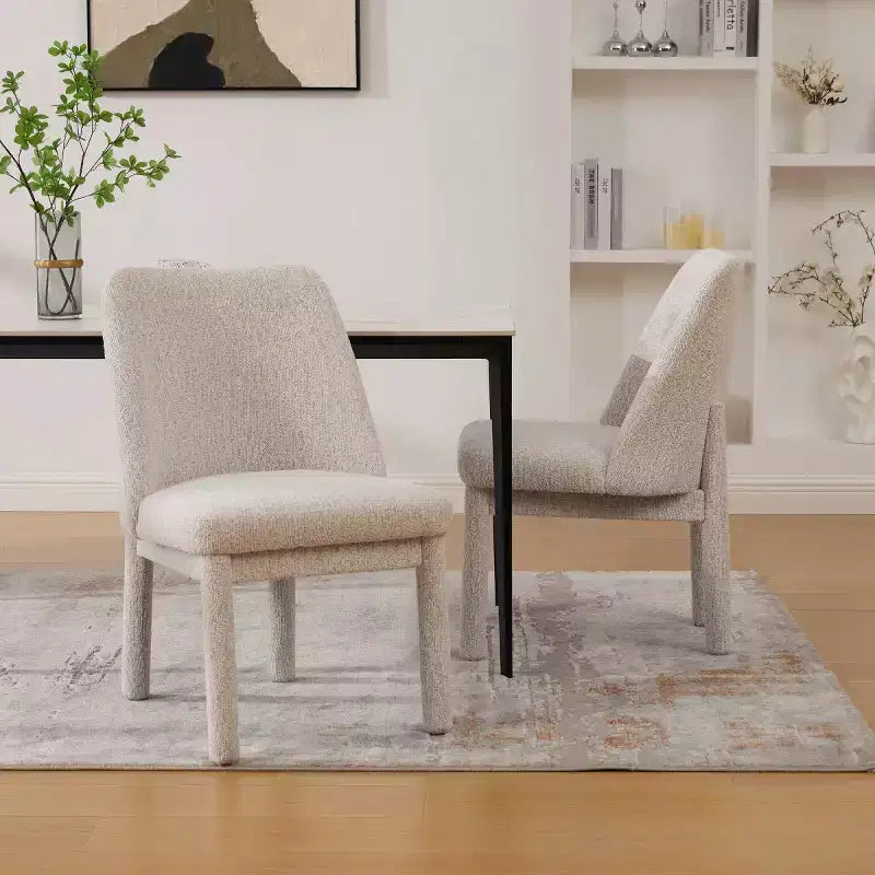 Set of 2 Modern Upholstered Dining Chairs with High Curved Backrest, Wood Armless Side Chairs for Dining Room or Kitchen-Panipeachy