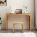 GDFStudio Hux Farmhouse Natural Pine Dining Bench and Table Set with Tempered Glass Top