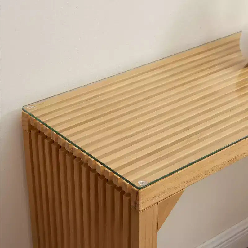 Banc et table de salle à manger en pin naturel de style rustique avec plateau en verre trempé