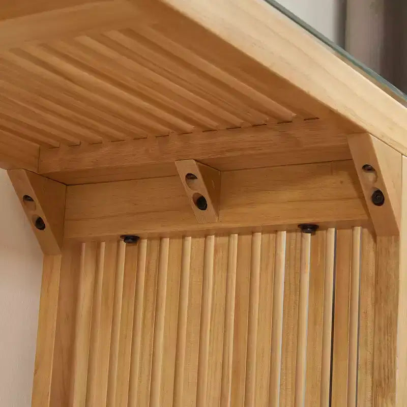 Banc et table de salle à manger en pin naturel de style rustique avec plateau en verre trempé