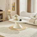 47 Lucky Stone Oval Fiberglass Coffee Table Sculptural Base Milk White