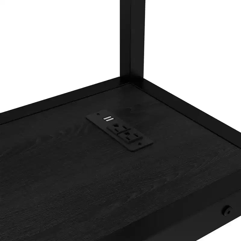 Lit superposé/mezzanine Queen sur Twin XL en métal avec bureau et étagères, cadre de lit superposé en métal avec LED et USB, utilisations multiples se plie en canapé, noir