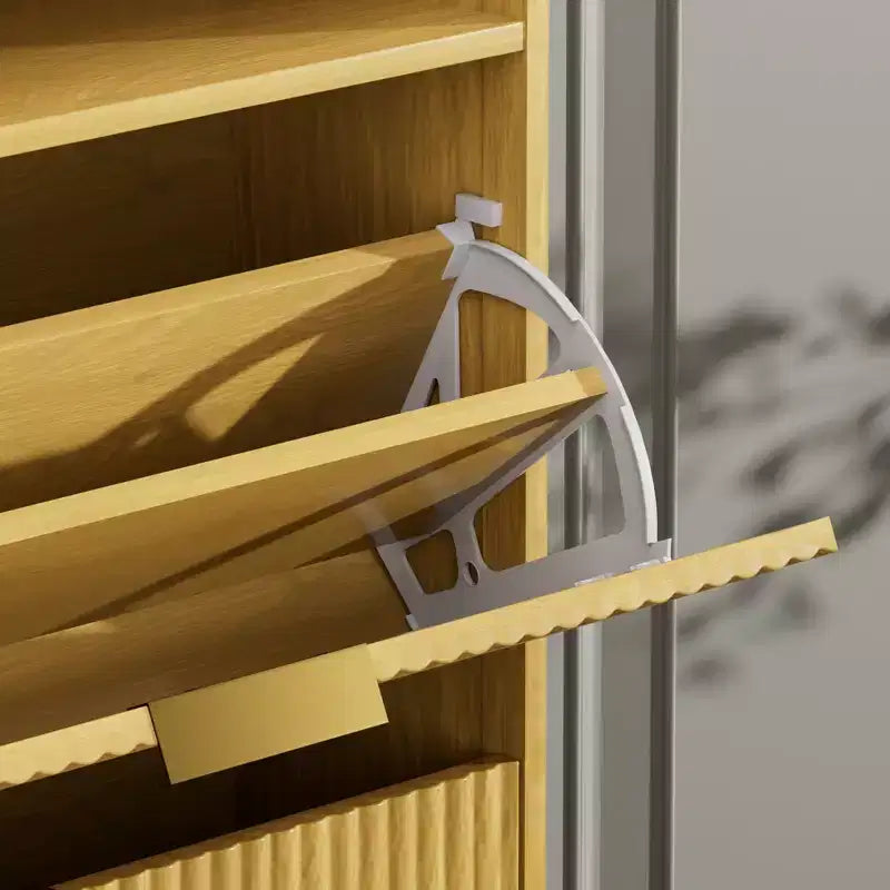 Meuble à chaussures moderne à 3 niveaux avec portes abattantes et étagère ouverte