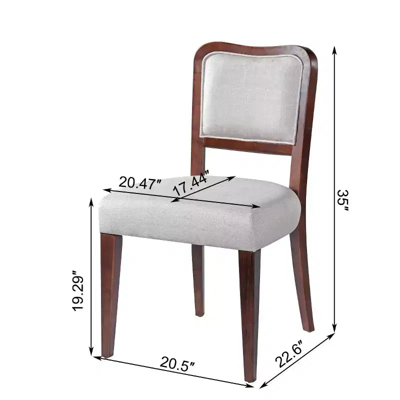 Chaises de salle à manger traditionnelles rembourrées avec cadre en bois massif, élégantes chaises sans accoudoirs pour la salle à manger ou les espaces de vie