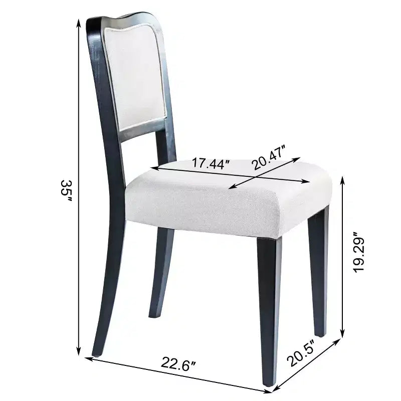 Chaises de salle à manger traditionnelles rembourrées avec cadre en bois massif, élégantes chaises sans accoudoirs pour la salle à manger ou les espaces de vie