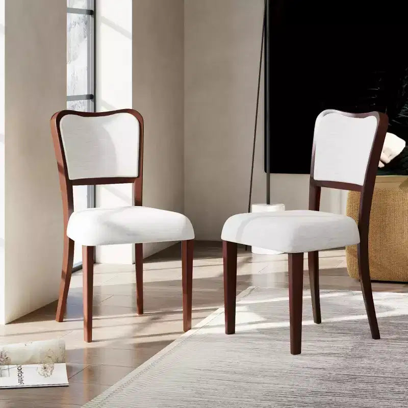 Chaises de salle à manger traditionnelles rembourrées avec cadre en bois massif, élégantes chaises sans accoudoirs pour la salle à manger ou les espaces de vie