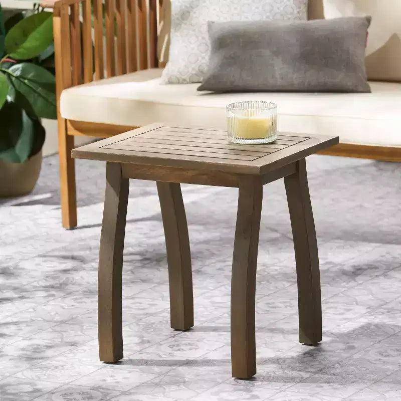 Lot de tables d'appoint d'extérieur en bois d'acacia, tables d'appoint modernes pour terrasse, jardin, bord de piscine