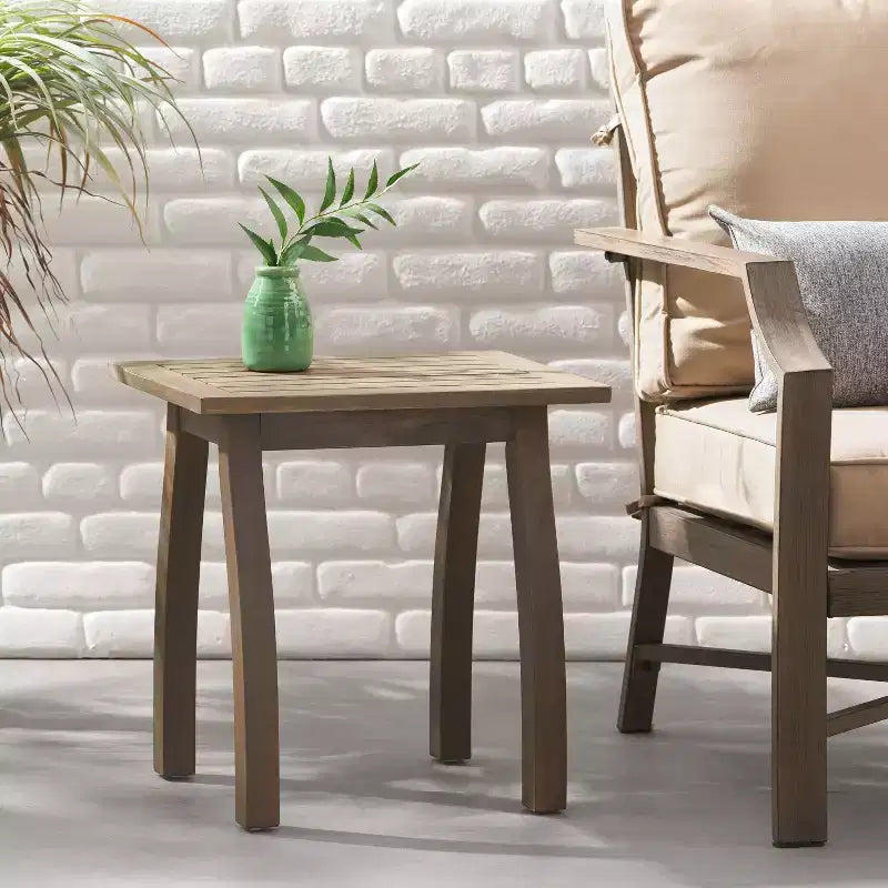 Lot de tables d'appoint d'extérieur en bois d'acacia, tables d'appoint modernes pour terrasse, jardin, bord de piscine