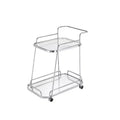 Chariot de service en verre transparent de 76 cm avec étagère, finition chromée, chariot à boissons et expresso avec roulettes
