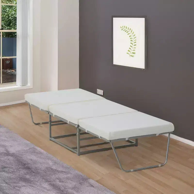 Pouf pliant, Lit d'appoint convertible avec mousse épaisse rembourrée et boîte de rangement pour petite pièce, salon