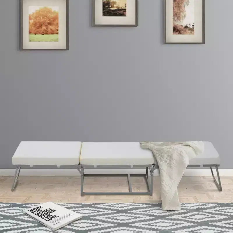 Pouf pliant, Lit d'appoint convertible avec mousse épaisse rembourrée et boîte de rangement pour petite pièce, salon